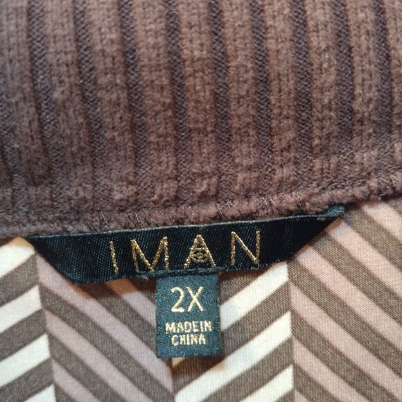 Iman: Long Sleeve Blouse, Size 2X, Brown/Tan - Picture 6 of 7